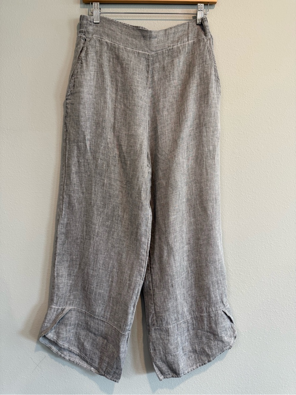 Inizio Linen Pull On Pants Crop Lagenlook Boho Small